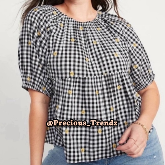 6️⃣4️⃣ Old Navy Patterned Puff-Sleeve Swing Top Plus Size XXL - Picture 2 of 4